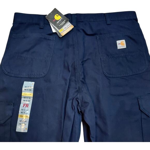 NEW Carhartt Flame Resistant Loose Fit Canvas Men's Blue Cargo Pants Sz 40x32 - Picture 4 of 7